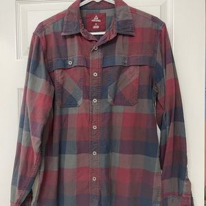 Ascend button down shirt, checkered blue & red, size medium, gently used